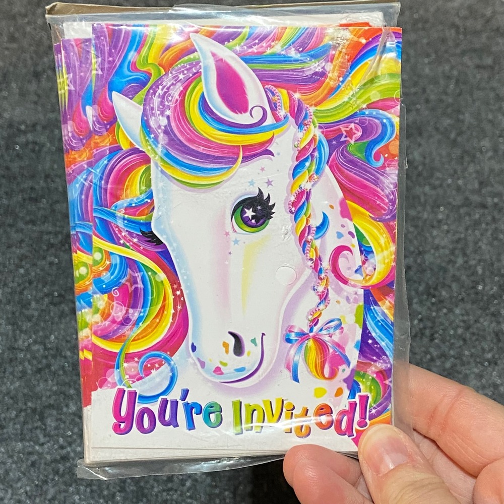 Lisa Frank Rainbow Majesty Unicorn Party Invites 32 qty Frozen Napkins Loot Bags